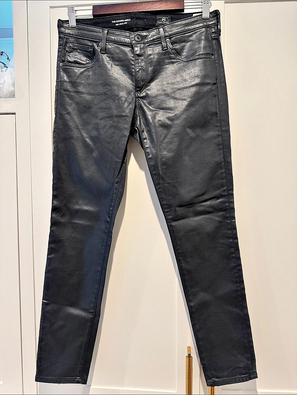 AG The Legging Ankle Coated Skinny Jeans in Black Waist 29